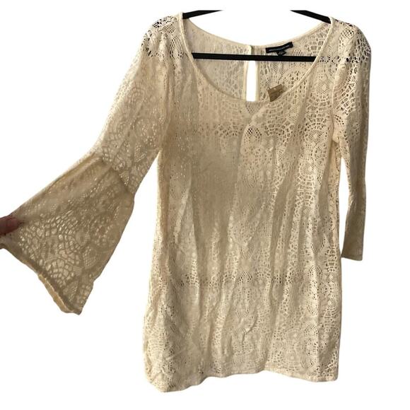 American Eagle NWT Lace Dress Bell Sleeves Swimsuit Coverup Cream Size Medium - Picture 1 of 4